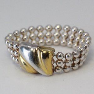 STERLING SILVER VERMEIL MILOR ITALY LINK CHAIN RING